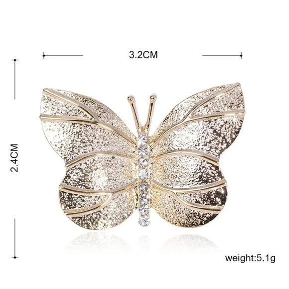 Gold Butterfly with Crystals - Picture 4 of 7